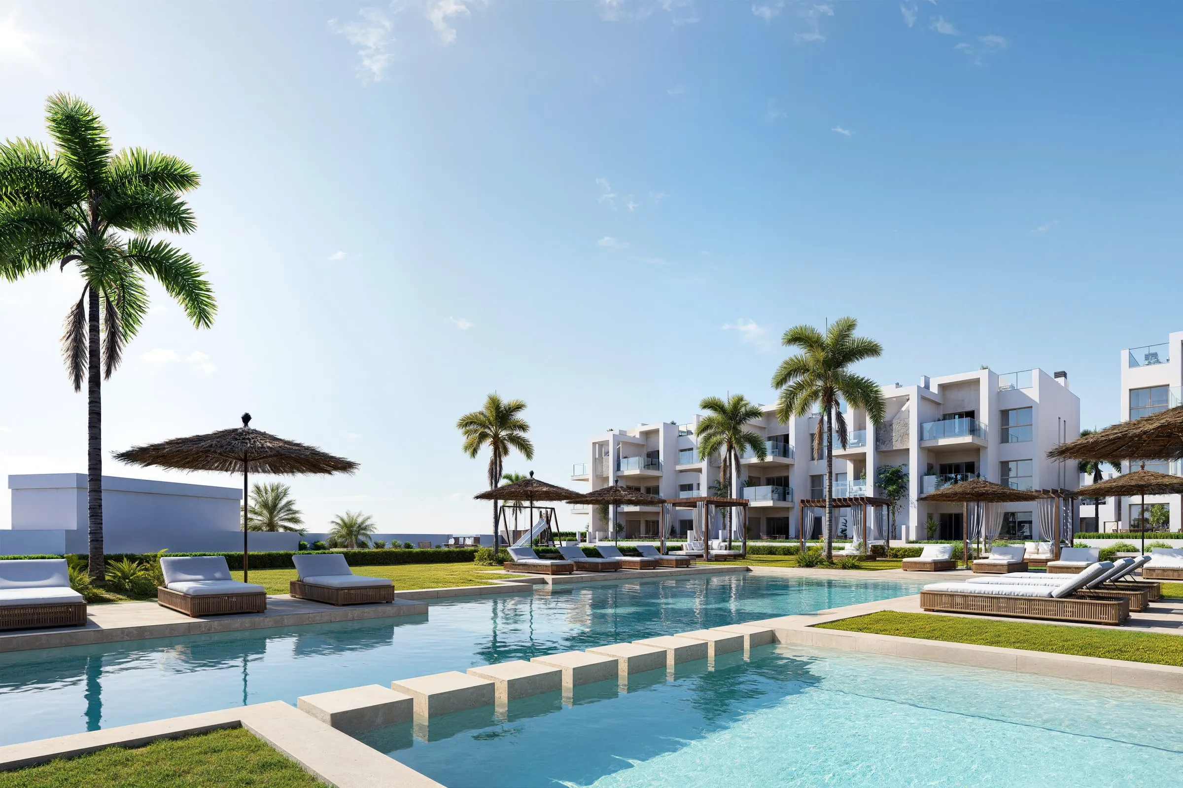 Visualisierung des Lagunenpools von AREAbeach VII in Serena Golf, Los Alcázares